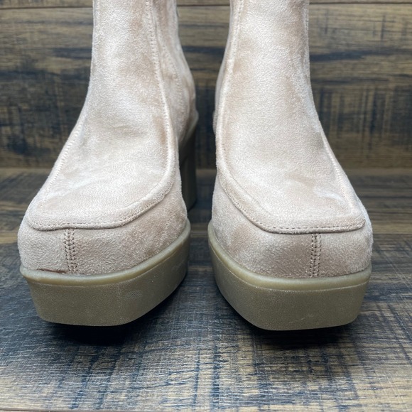 Lane Bryant Women's Ankle Boots Beige Platform Heel Zip Size 10W - Picture 2 of 13